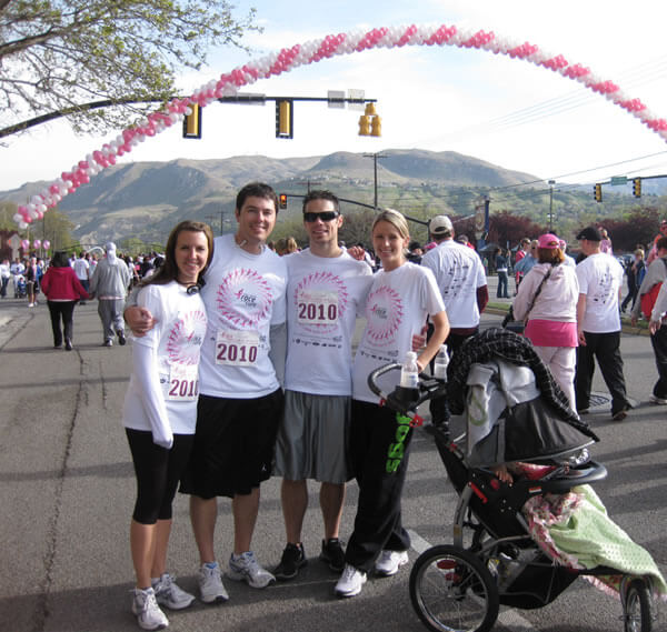 Brad & Justin with wives at Susan G. Komen Race for the Cure