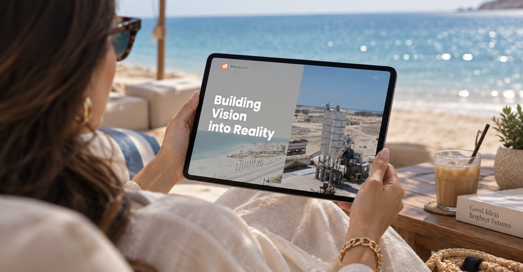 Medicon construction website on tablet